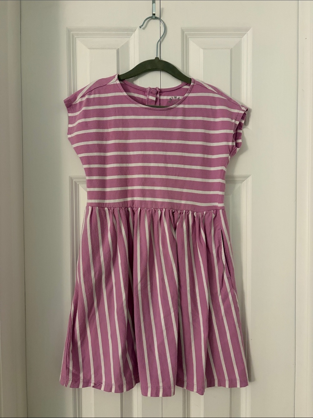 Primary Girls' Size 6/7 Purple Striped Cotton Dress
